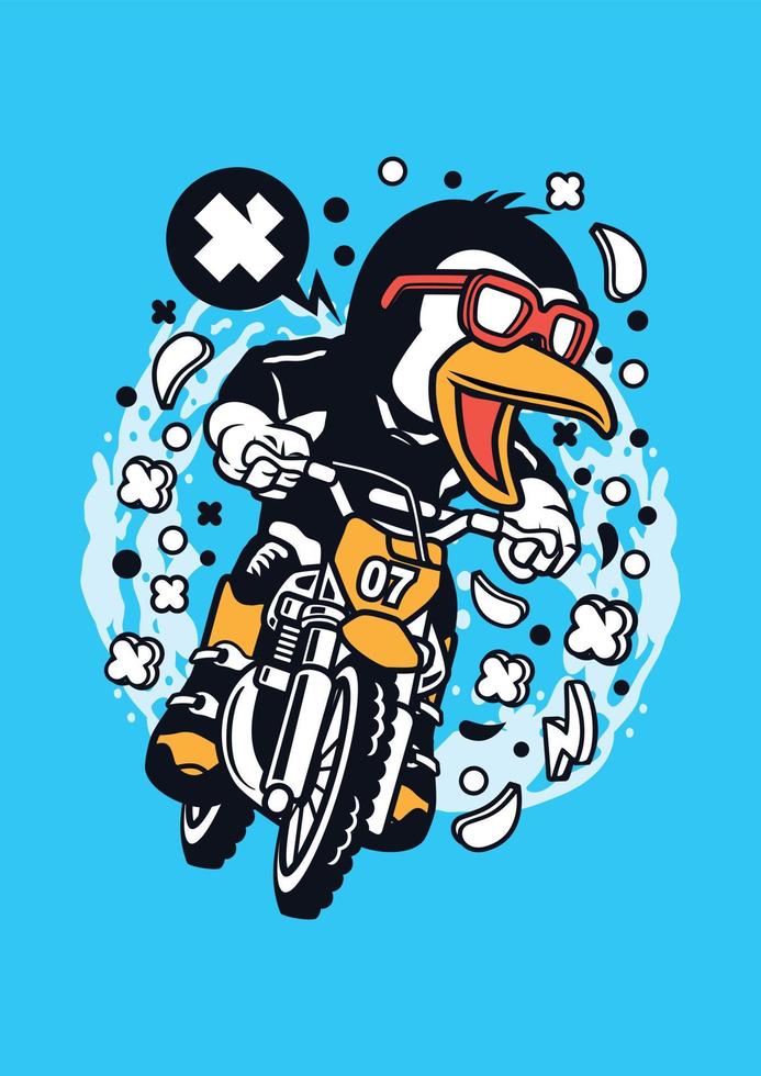 piloto de motocross pingüino vector