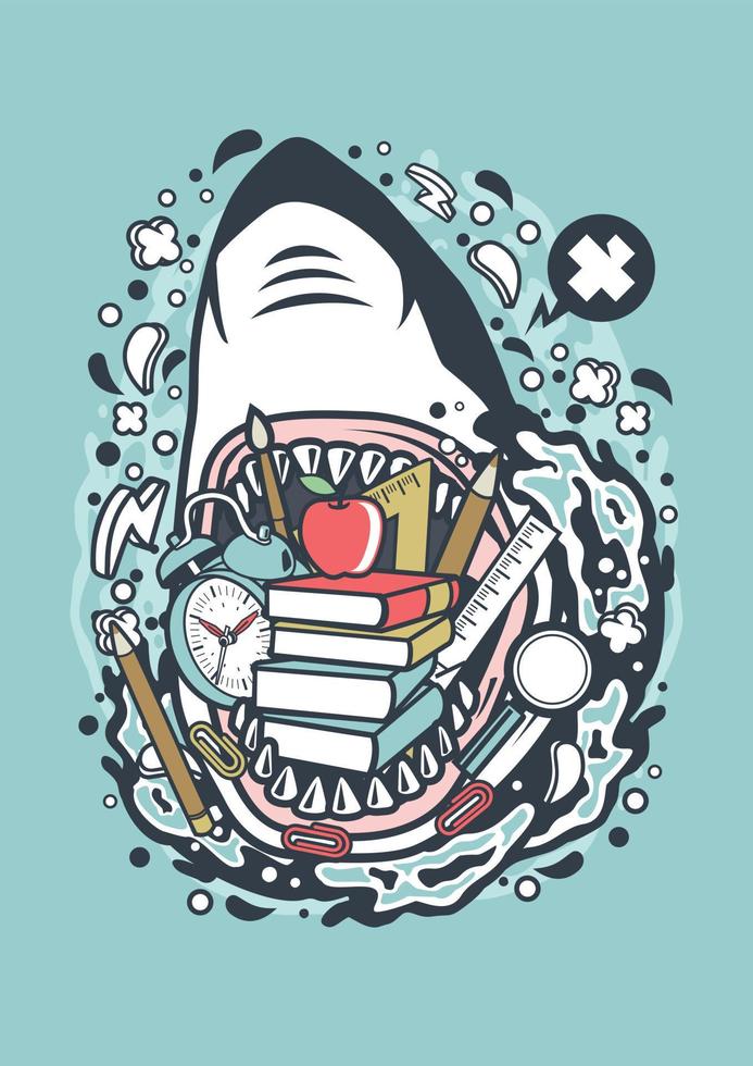 Funny Shark School Style vector