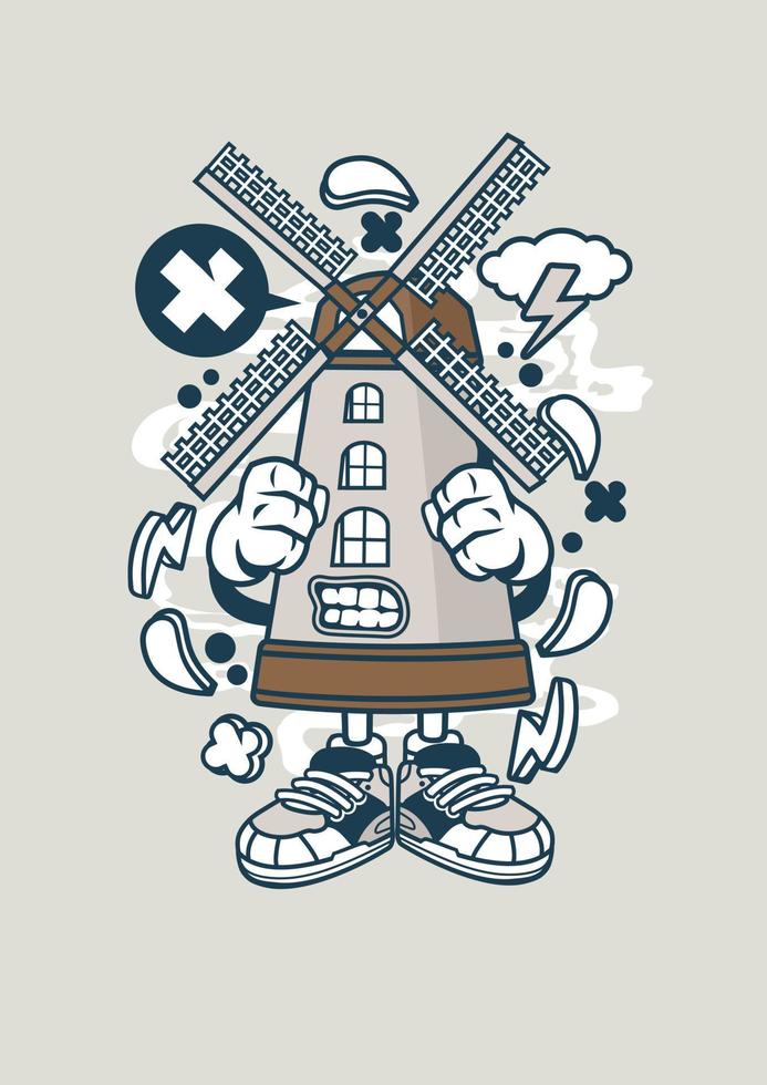 Cartoon Funny Windmill vector