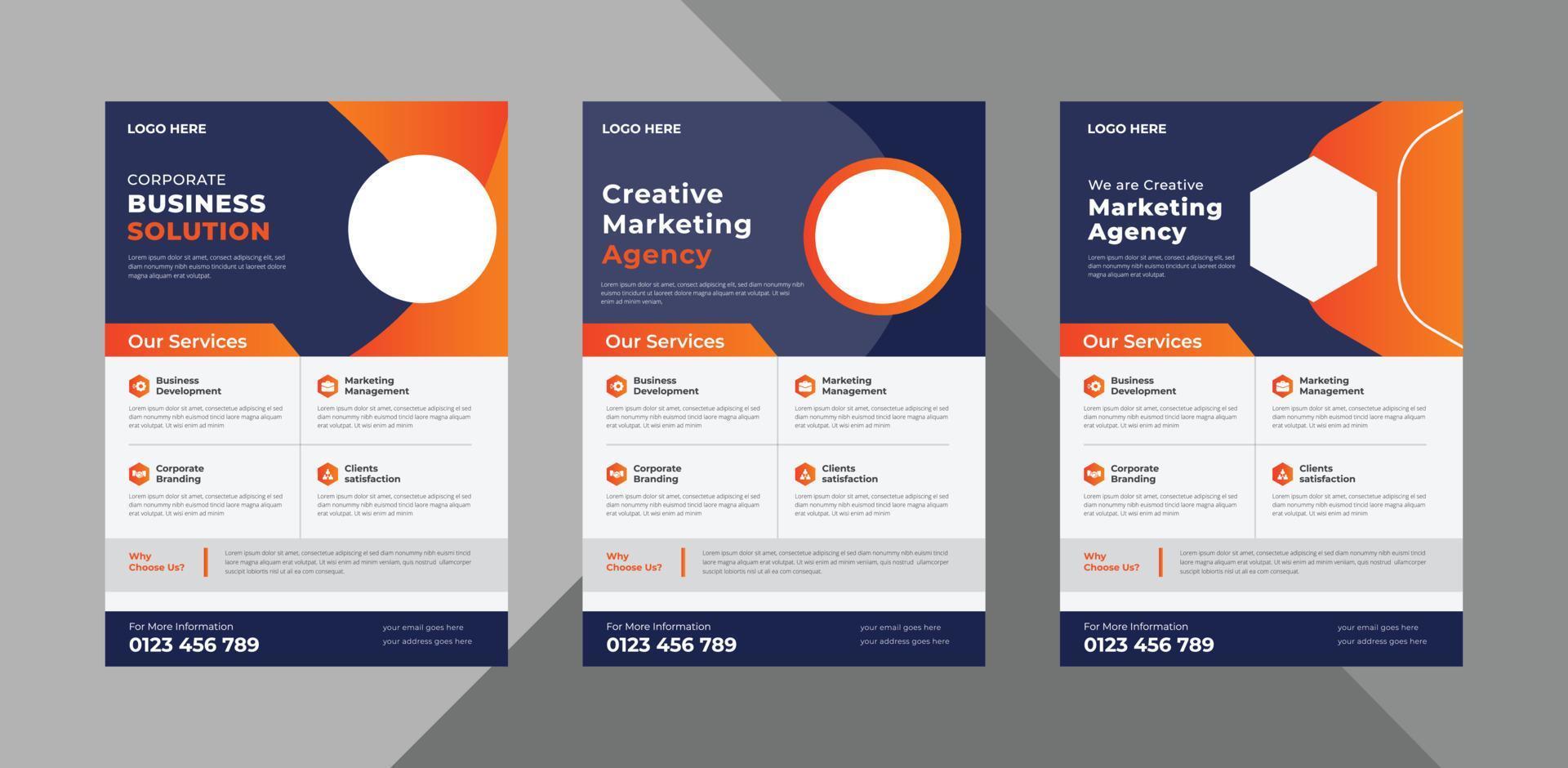 creative agency flyer design template. modern business poster leaflet design. a4 template, brochure design, cover, flyer, poster, print-ready vector