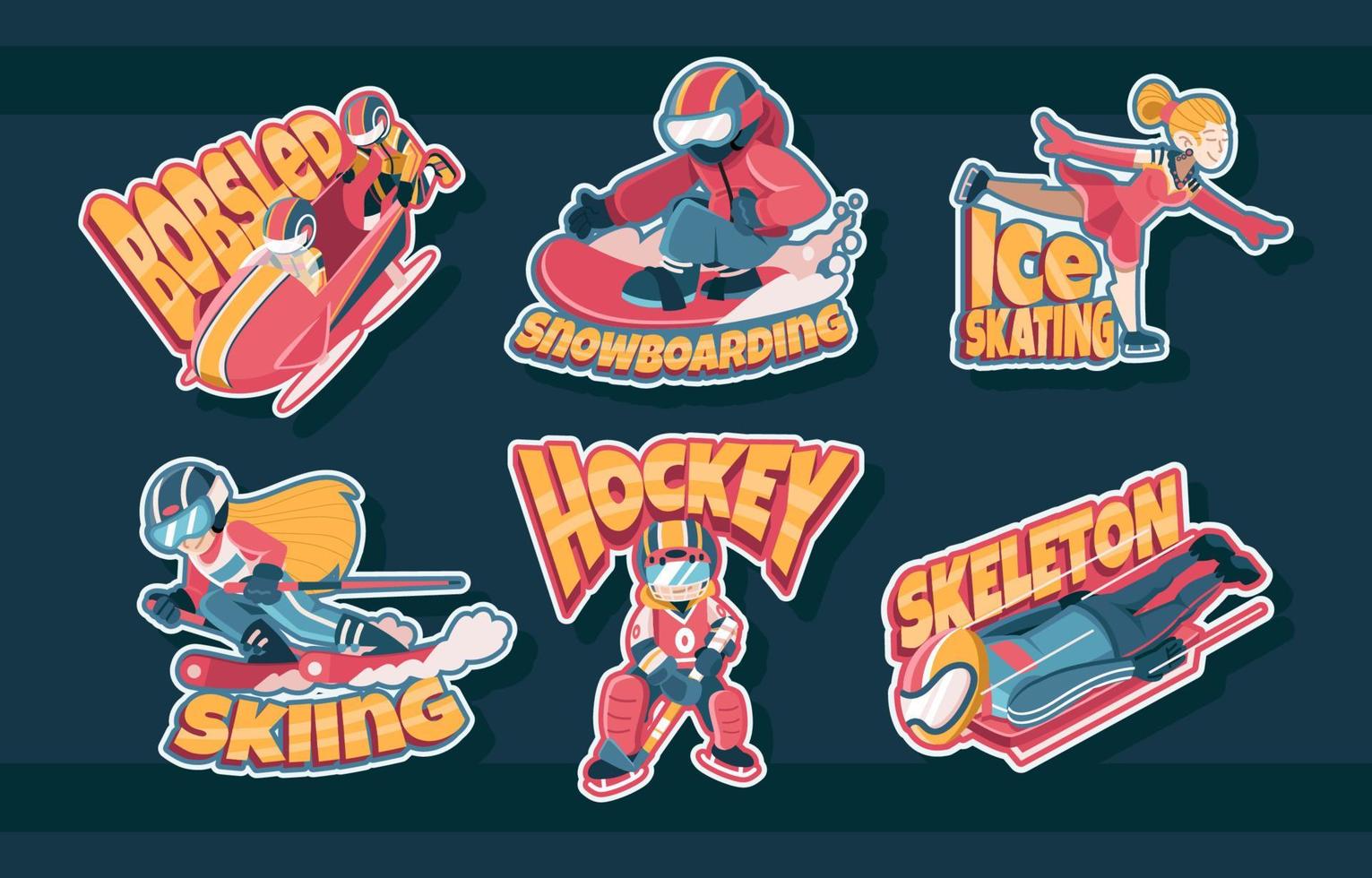 Winter Sports Athletes vector