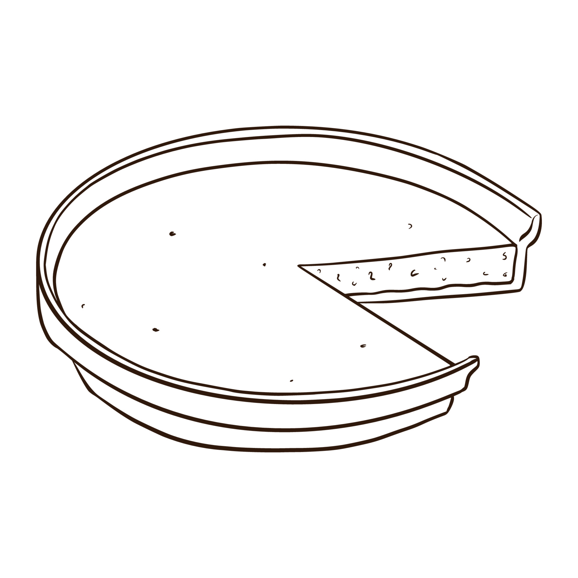 Line Art Sliced Pumpkin Pie Cartoon Illustration. Thanksgiving Food