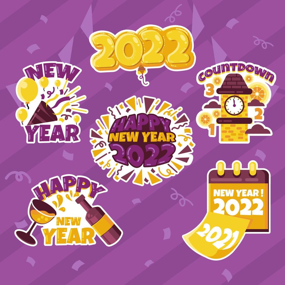 Festivity New Year Sticker Pack vector