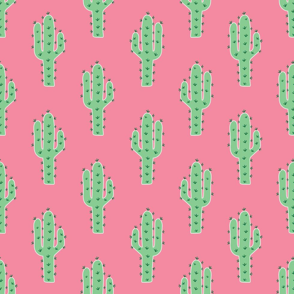 Cute cactus vector seamless pattern