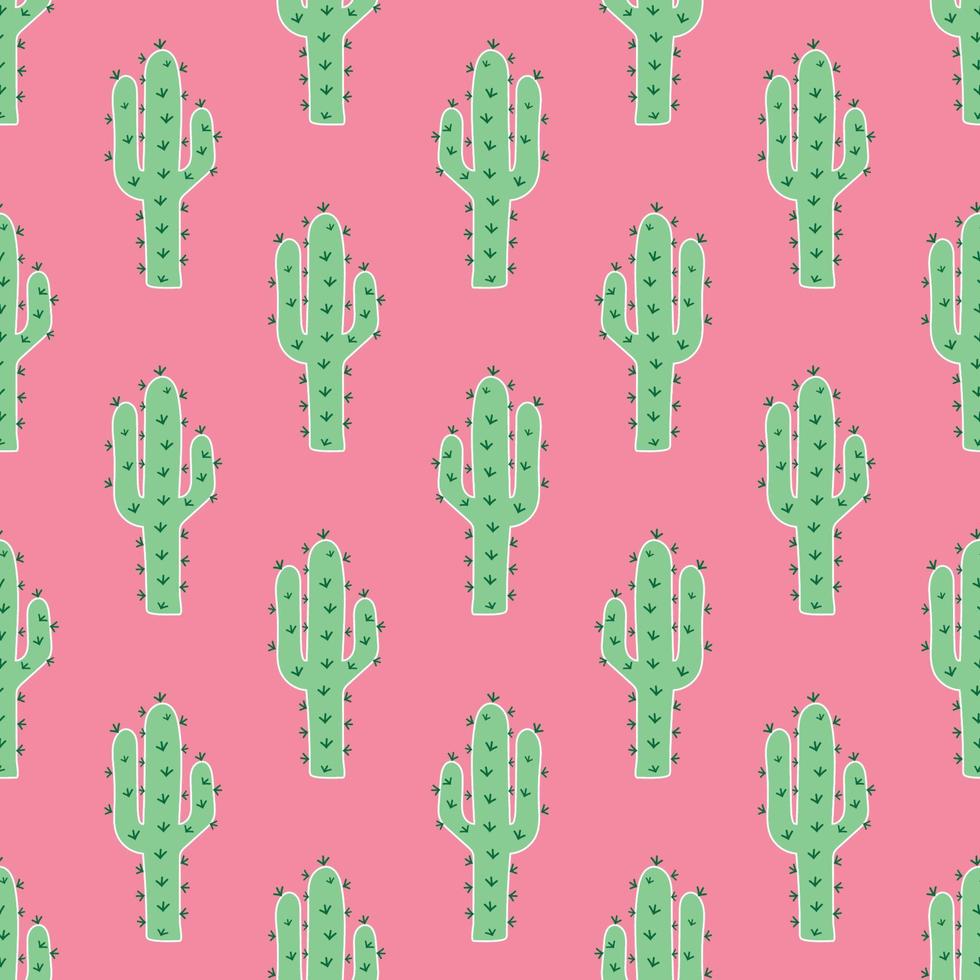 Cute cactus vector seamless pattern