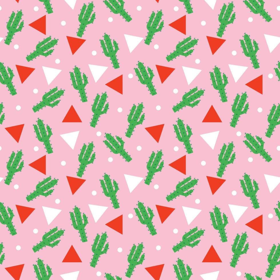 Cute cactus vector seamless pattern