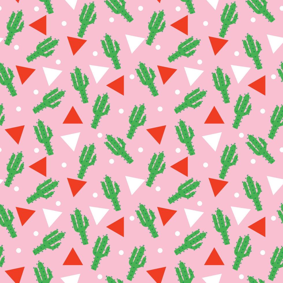 Cute cactus vector seamless pattern