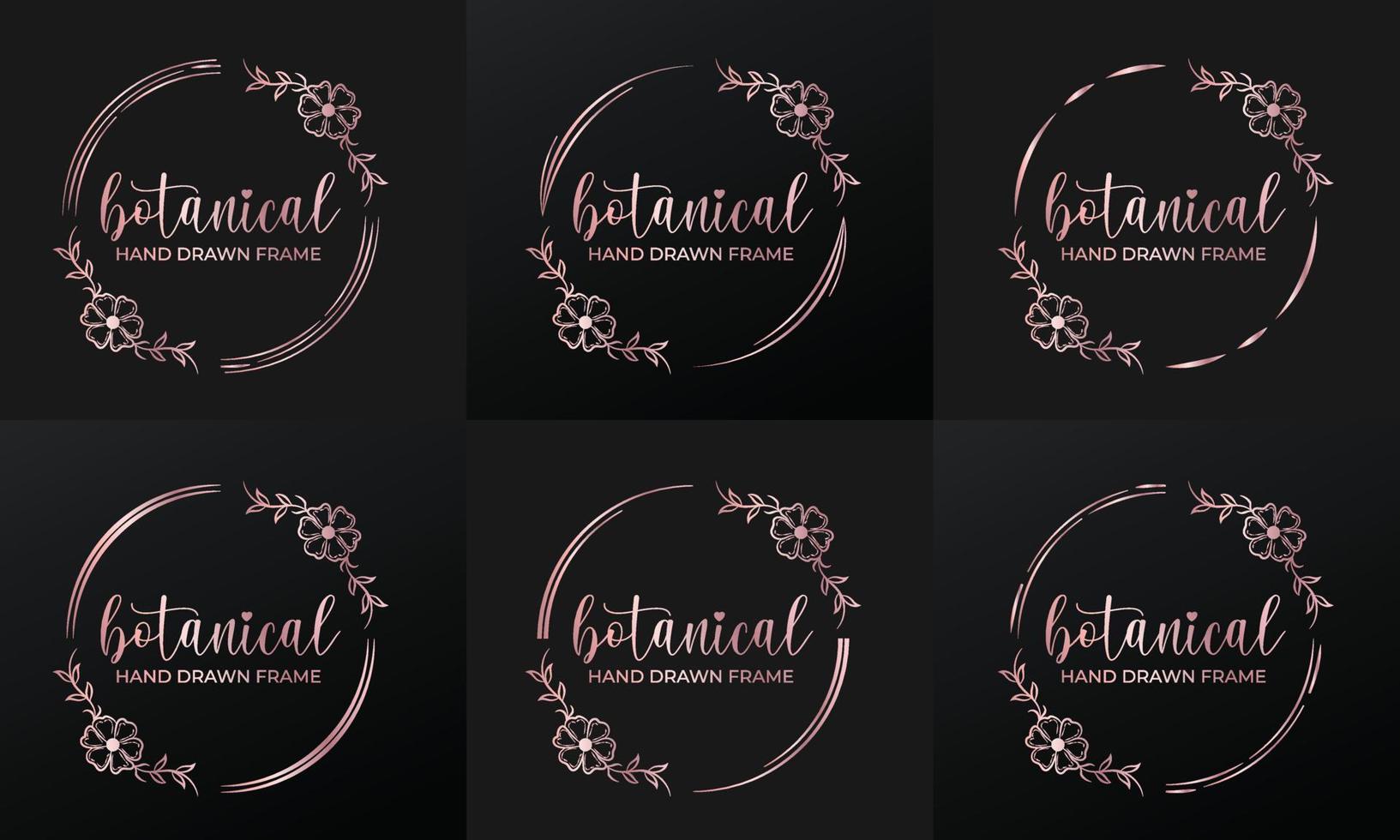 hand drawn golden botanical wreaths and floral round frame for botanical logo vector