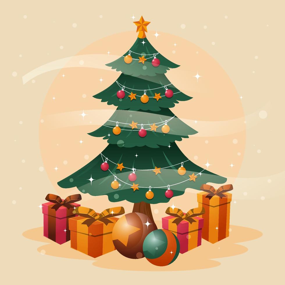 Vintage Christmas Tree vector