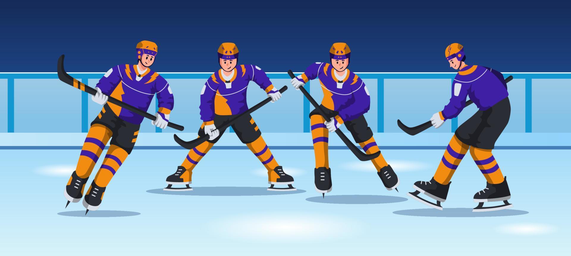 conjunto de caracteres deportivos de hockey sobre hielo vector