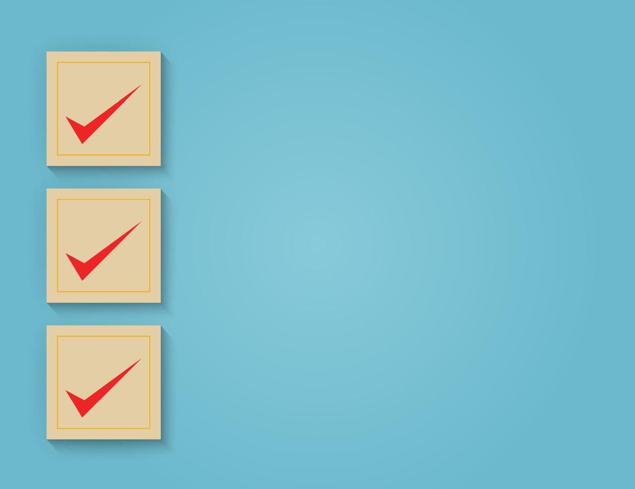Business services rating customer experience concept of correct tick mark on blue background. Vector Illustration