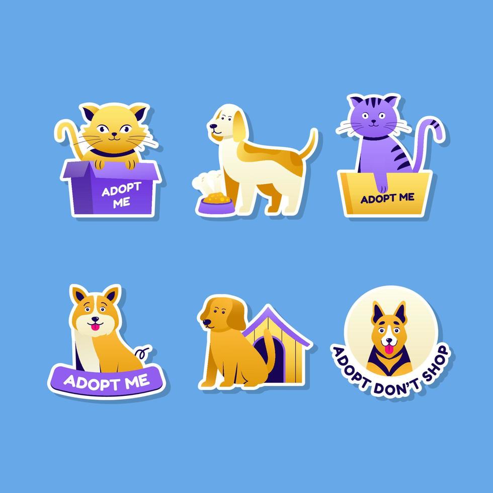 Santa Paws Adoption Sticker Collection vector