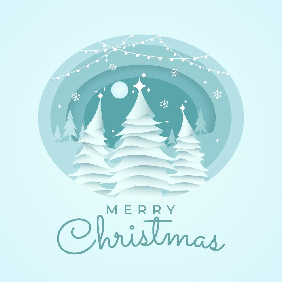 tarjeta de navidad estilo papercut vector