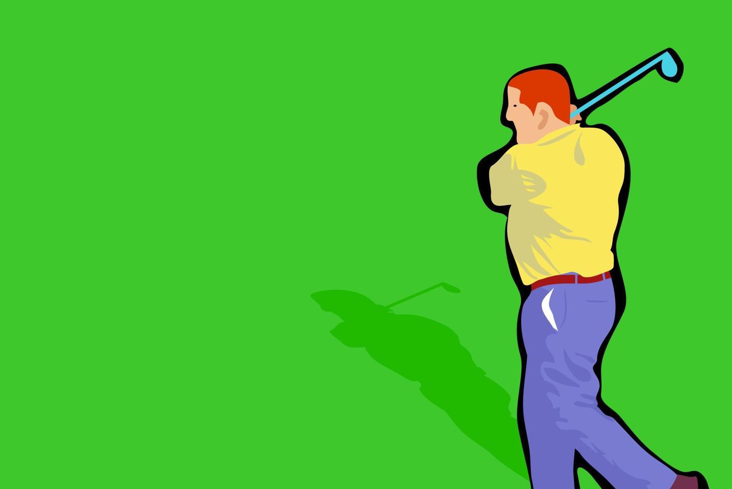 Club Swinging Golf Player in Action vector