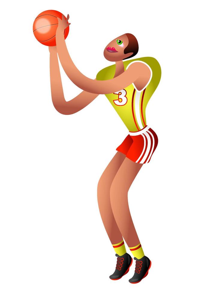 jugador de baloncesto a punto de disparar la pelota vector