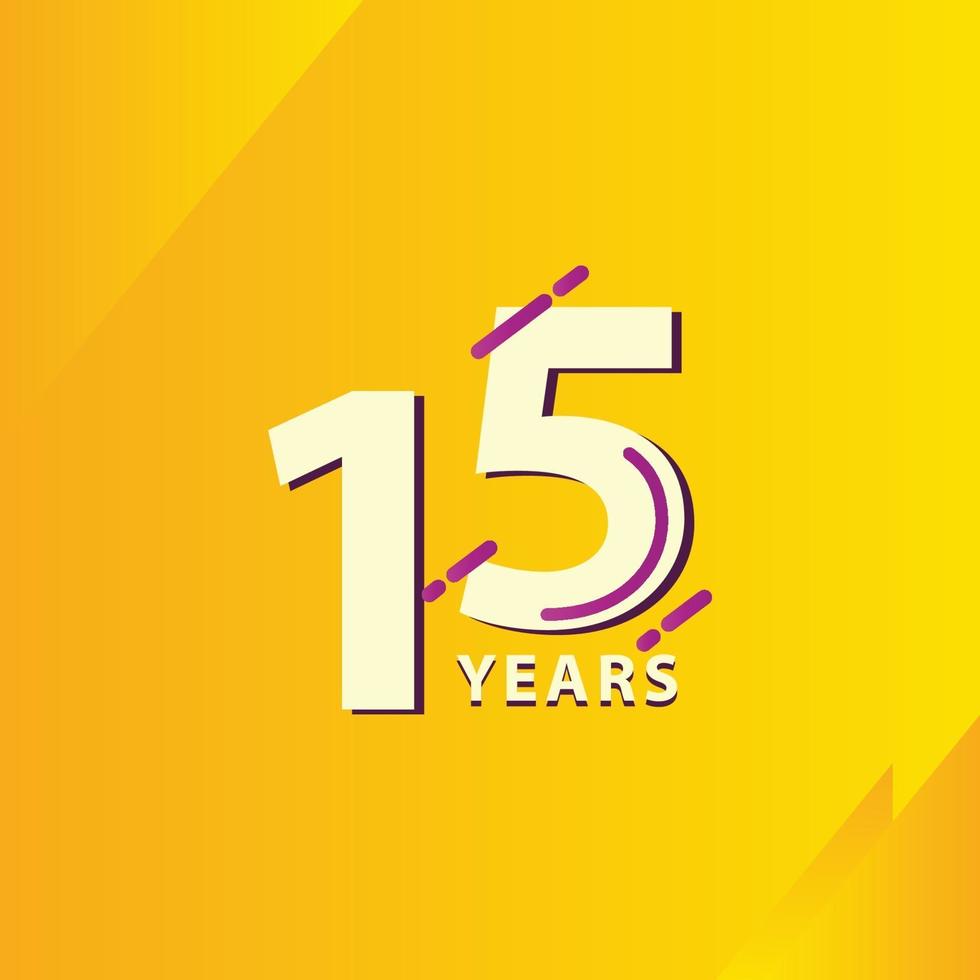 Ilustración de diseño de plantilla de vector de celebración de aniversario de 15 años