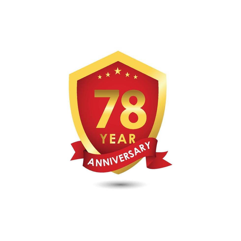 78 Years Anniversary Celebration Emblem Red Gold Vector Template Design Illustration