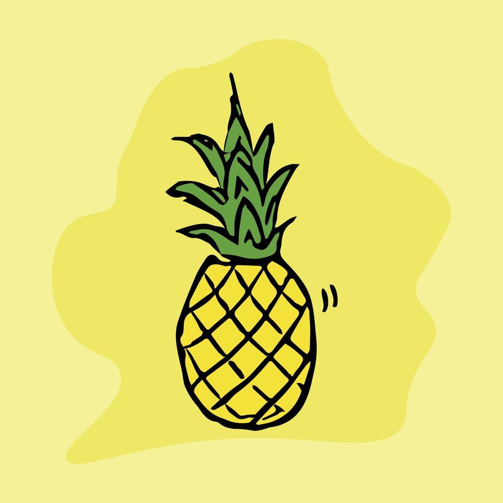 pineapple icon on yellow background. vector illustration