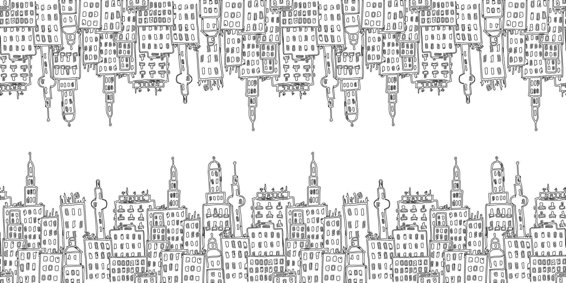 Horizontal seamless pattern with city buildings vector