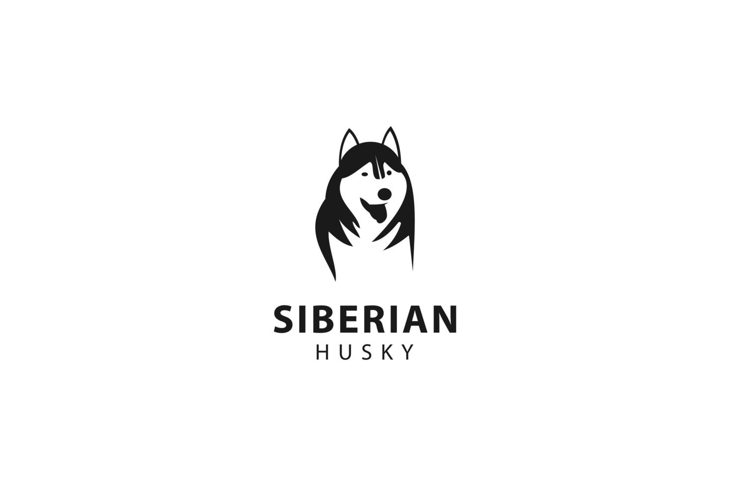 silueta de husky siberiano, ilustración de icono de vector