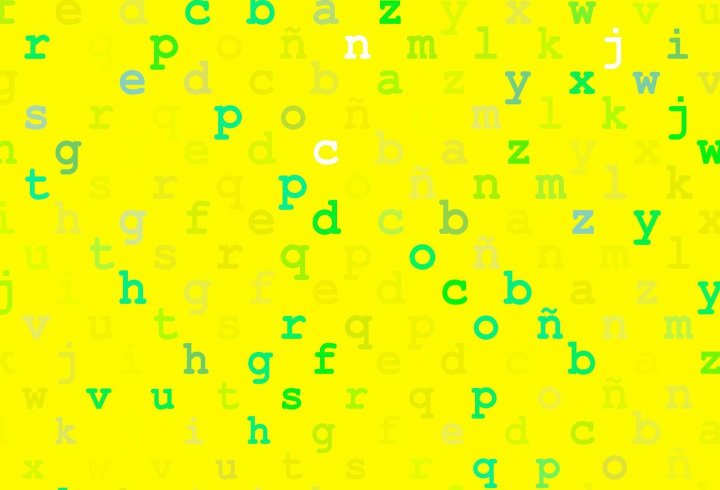 plantilla de vector verde claro, amarillo con letras aisladas.