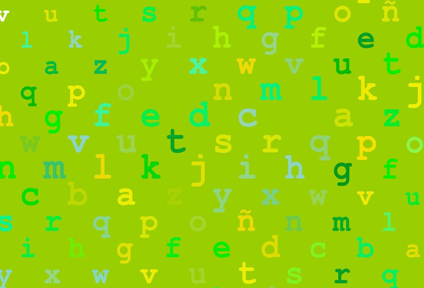 Light green, yellow vector texture with ABC characters.