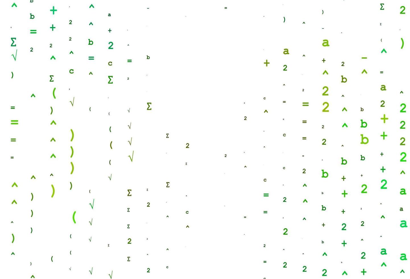 plantilla de vector verde claro, amarillo con símbolos matemáticos.