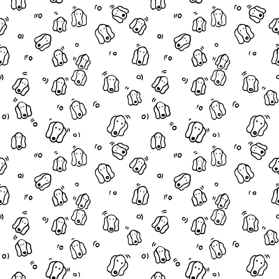 Seamless vector pattern with dogs. Doodle vector with puppies on white background. Vintage pattern with dogs icons, sweet elements background for your project