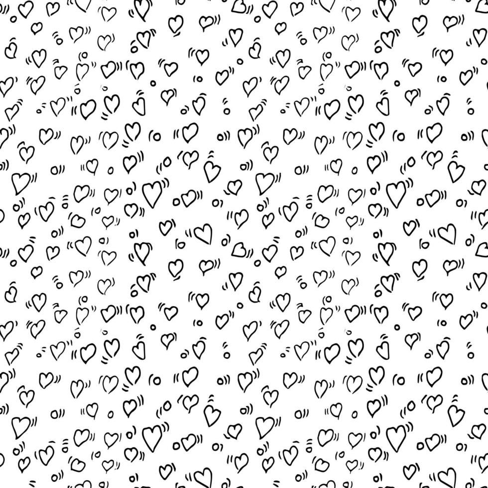 Seamless hearts vector pattern. Doodle vector with hearts icons on white background. Vintage hearts pattern, sweet elements background for your project, menu, cafe shop.