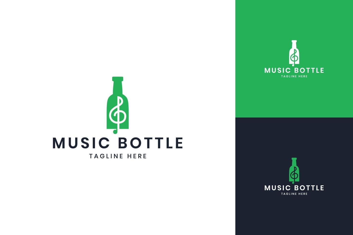 music bottle negative space logo design vector