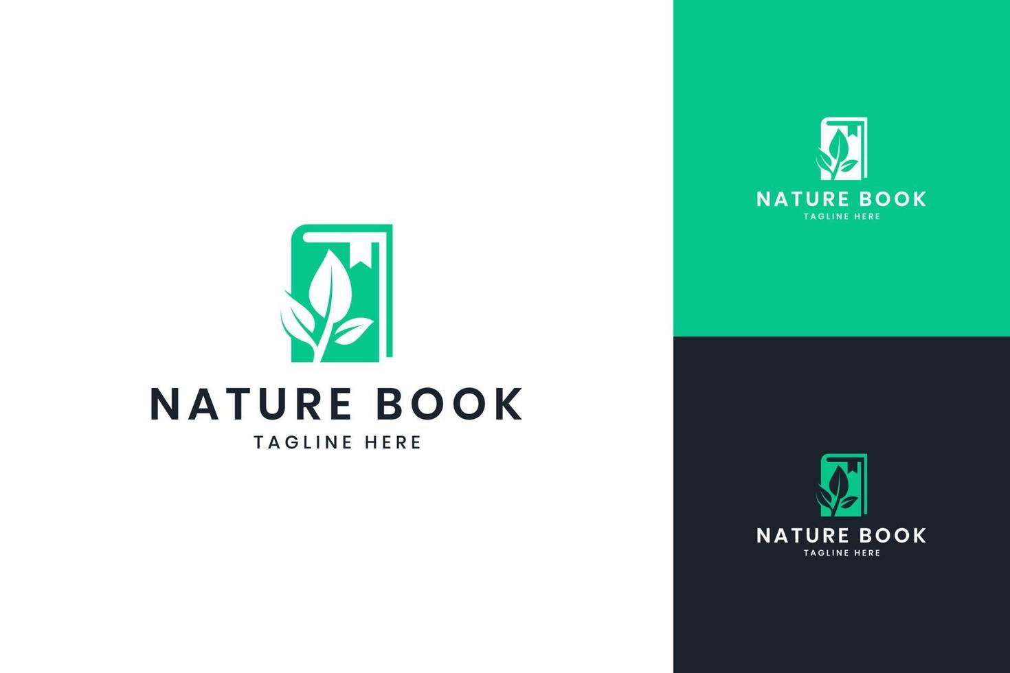 leaf book negative space logo design vector