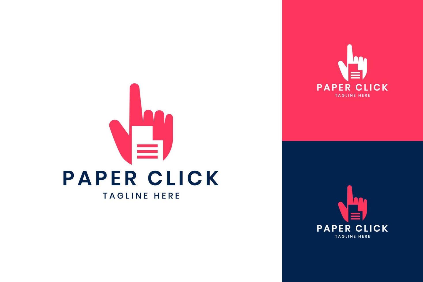 diseño de logotipo de espacio negativo de clic en papel vector