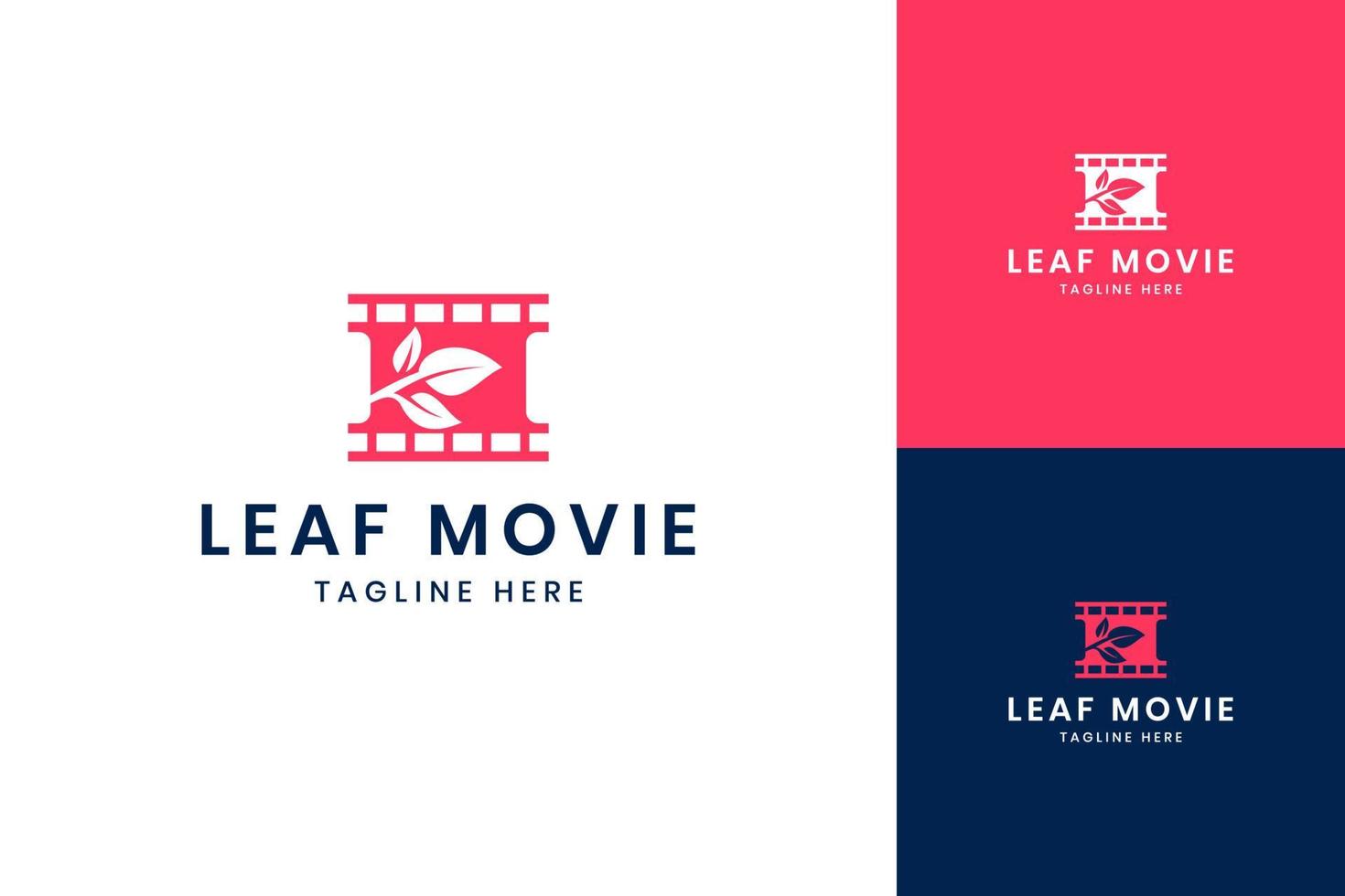 leaf movie negative space logo design vector