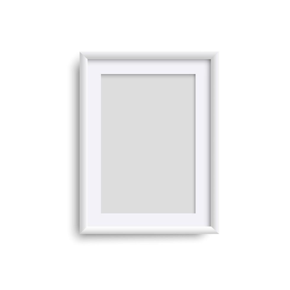 Vertical blank picture frame, realistic white vertical picture frame, A4 vector