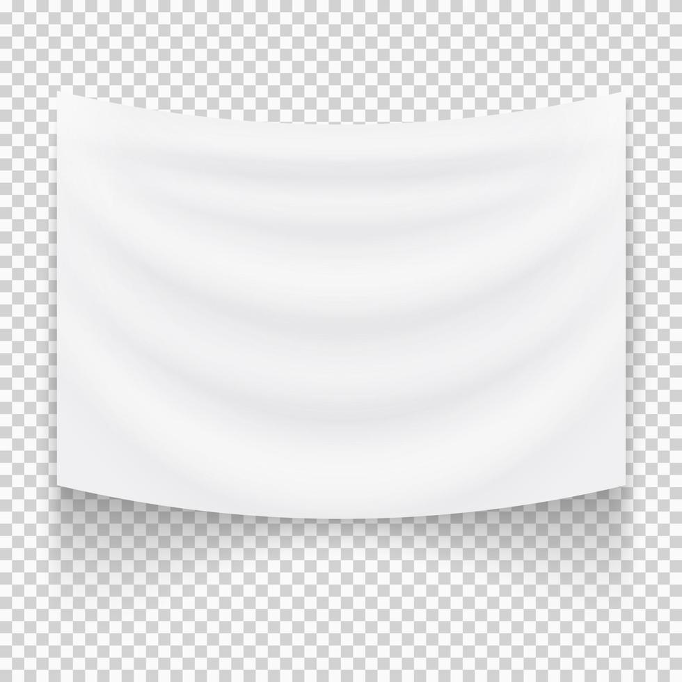 Hanging empty white textile banner vector