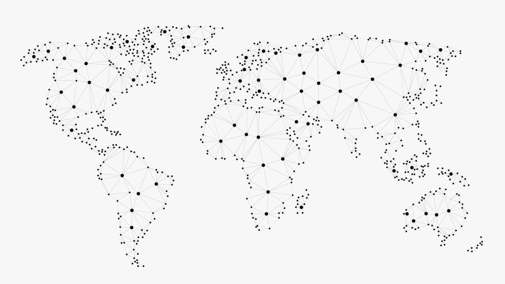 Networking world map, polygonal world map vector