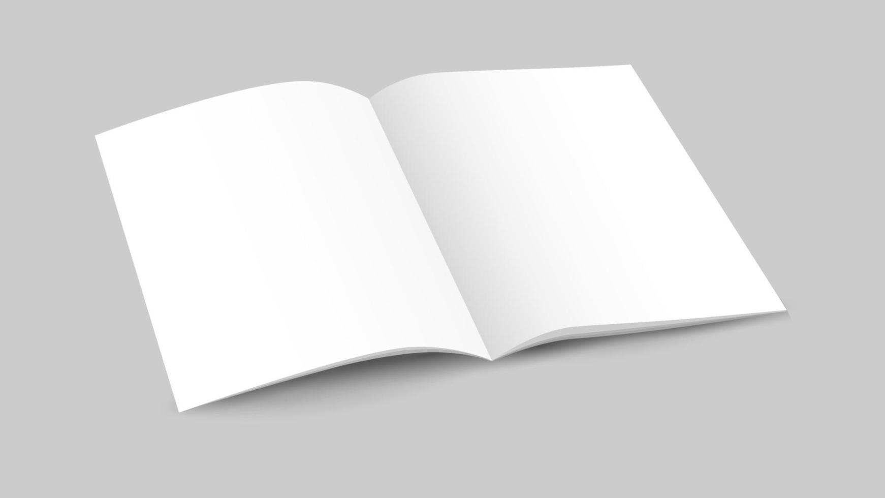 White blank opened magazine with soft shadows on dark background, mock up vector