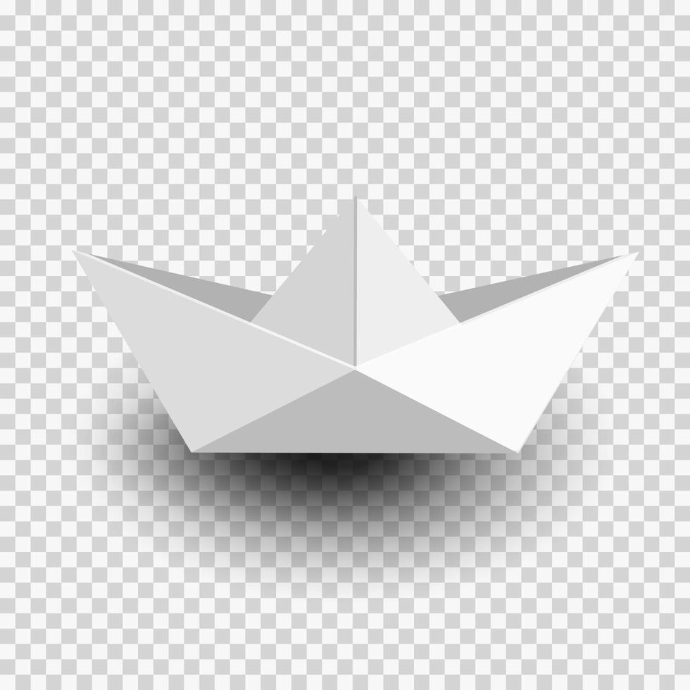 Barco de papel blanco de origami, barco aislado sobre fondo transparente vector