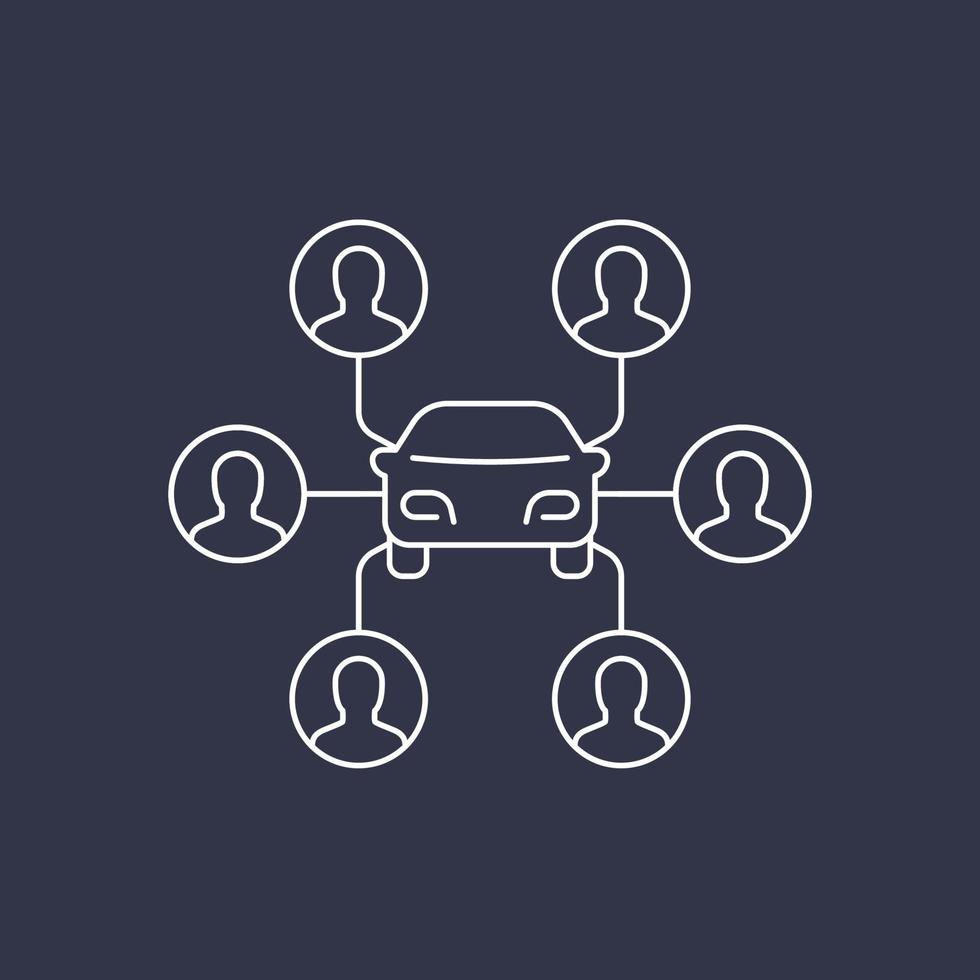carsharing icon, carpooling linear vector