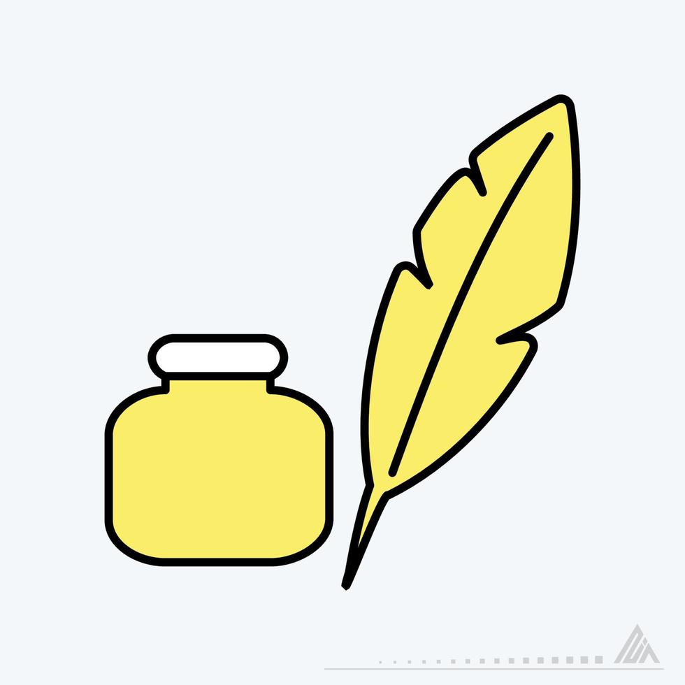 Icon Vector of Feather Quill - Yellow Moon Style