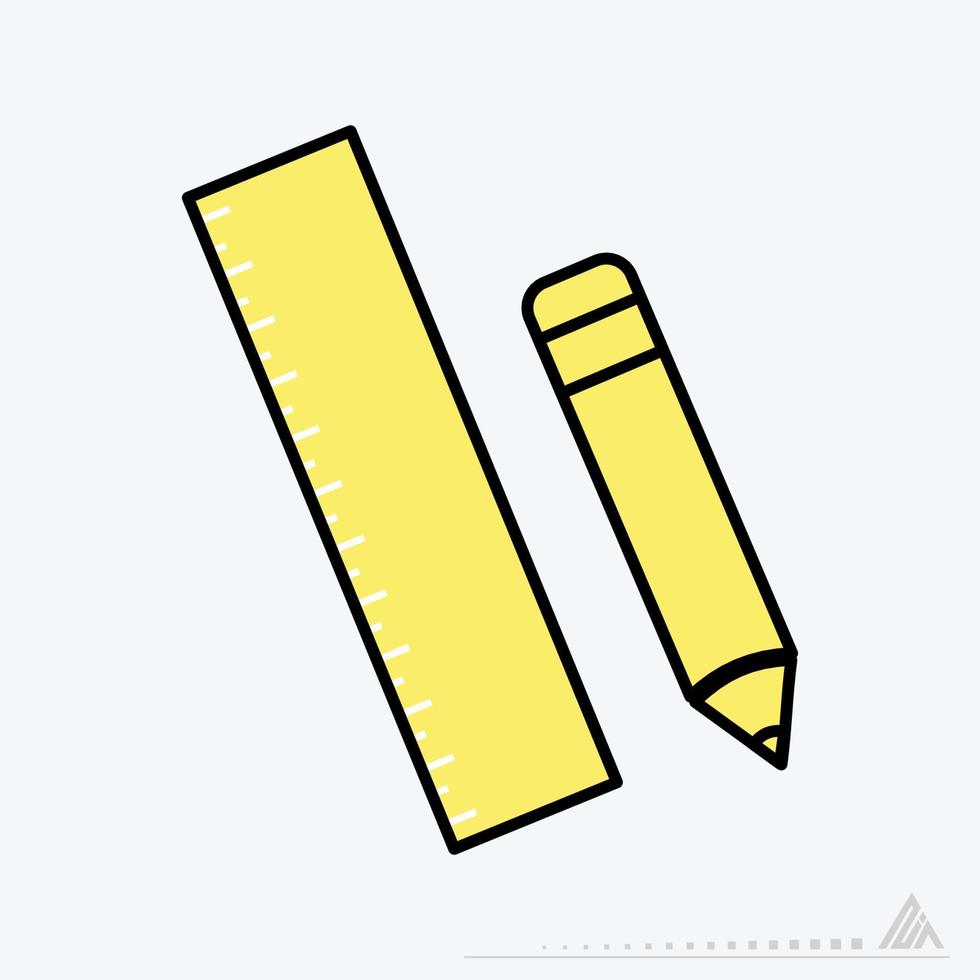 Icon Vector of Pencil Ruler - Yellow Moon Style