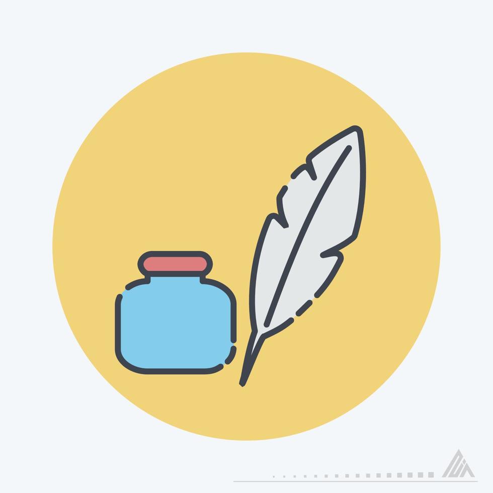Icon Vector of Feather Quill - Line Cut Style