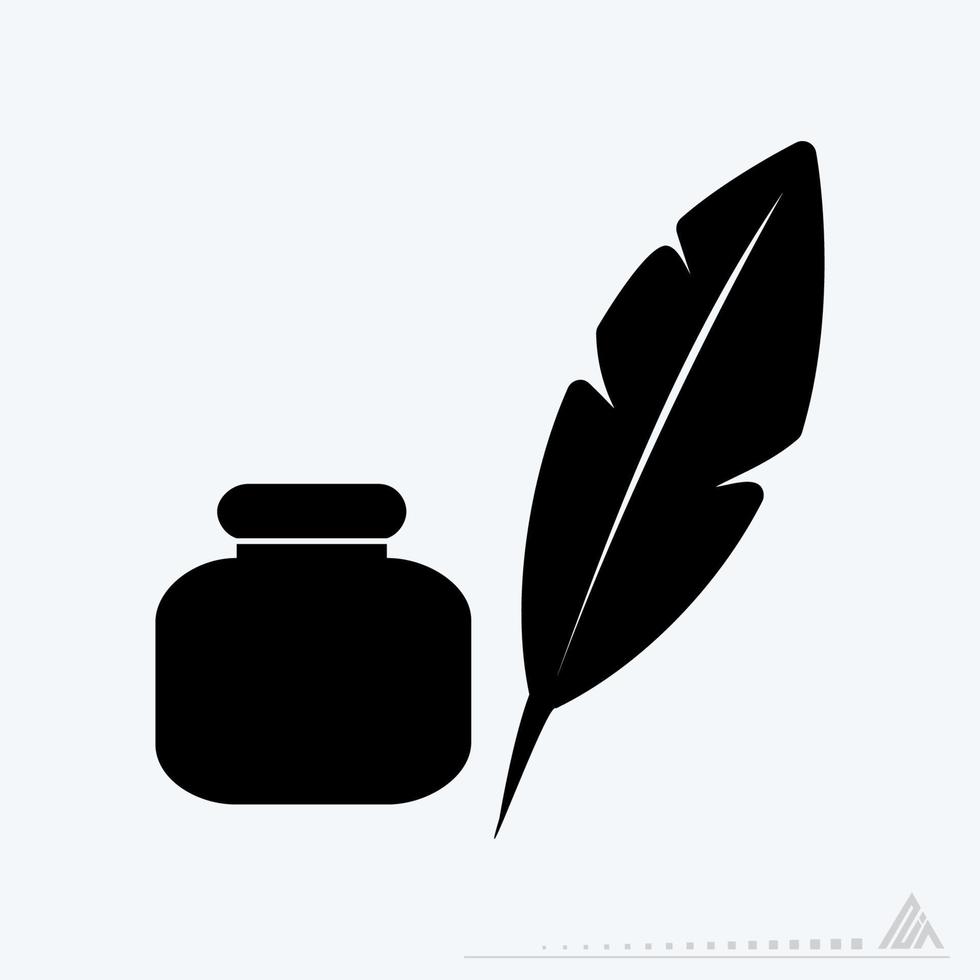 Icon Vector of Feather Quill - Black Style