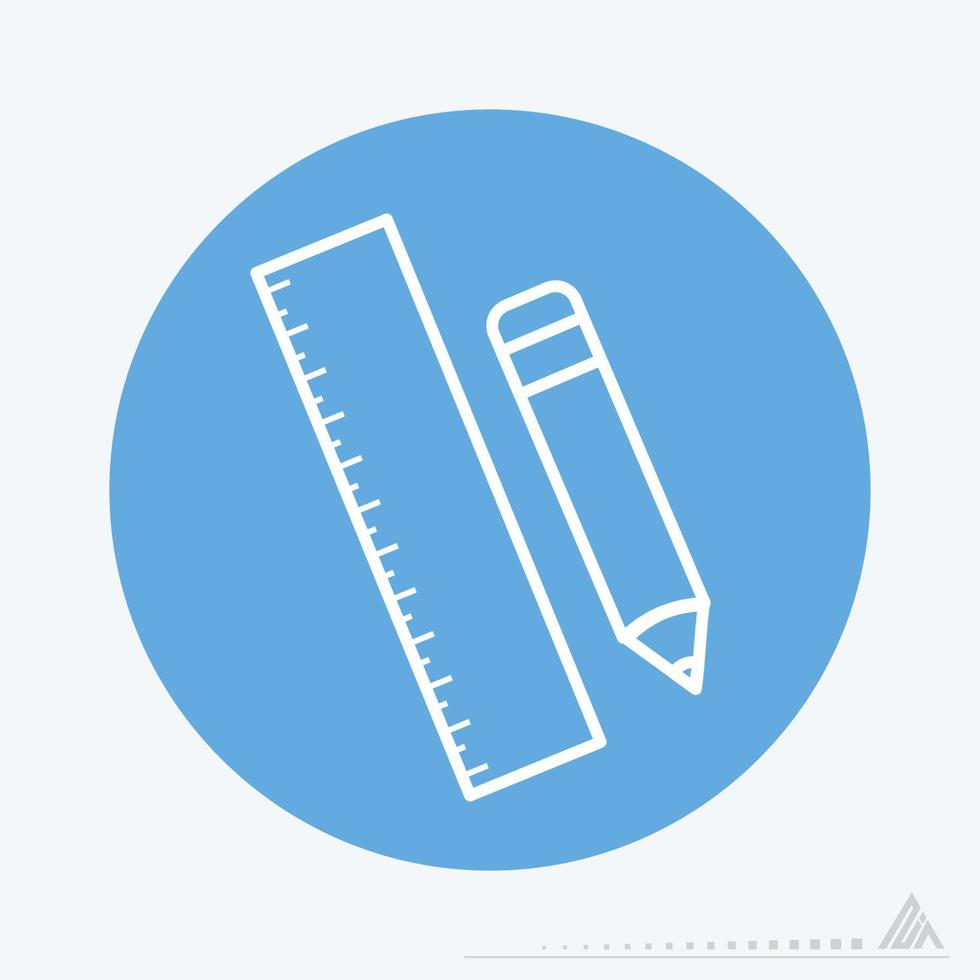 Icon Vector of Pencil Ruler - Blue Monochrome Style