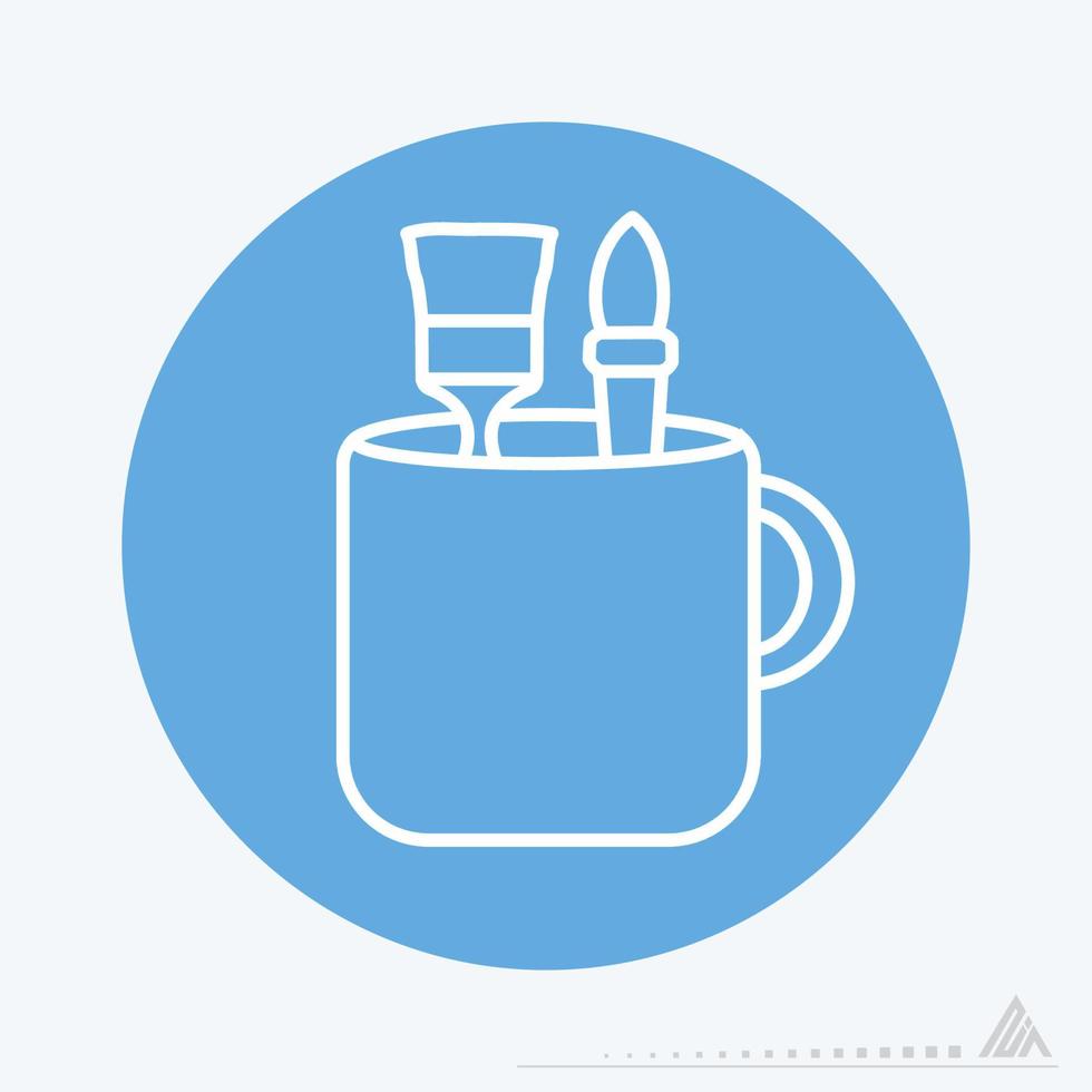 Icon Vector of Mug with Design Tools - Blue Monochrome Style