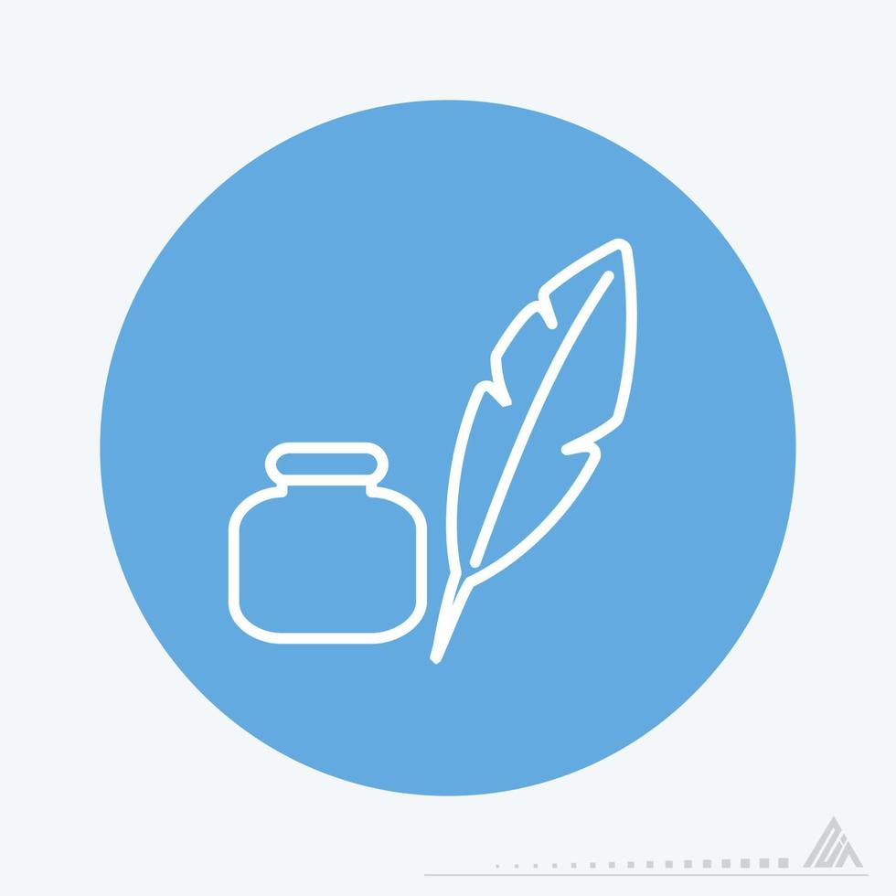 Icon Vector of Feather Quill - Blue Monochrome Style