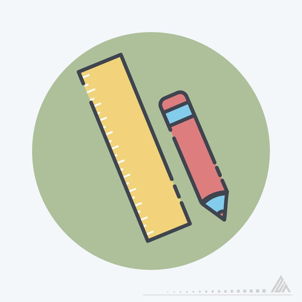 Icon Vector of Pencil Ruler - Line Cut Style