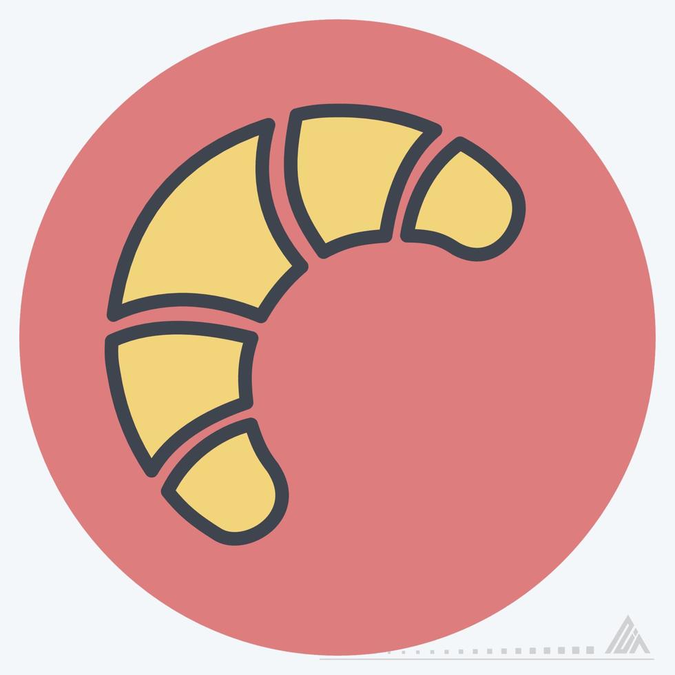 icono de croissant - color mate estilo vector