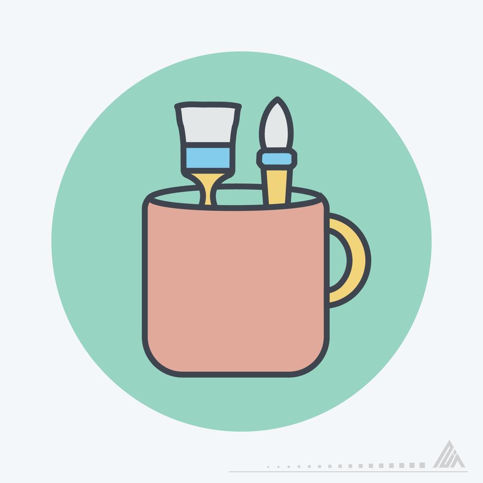 Icon Vector of Mug with Design Tools - Color Mate Style