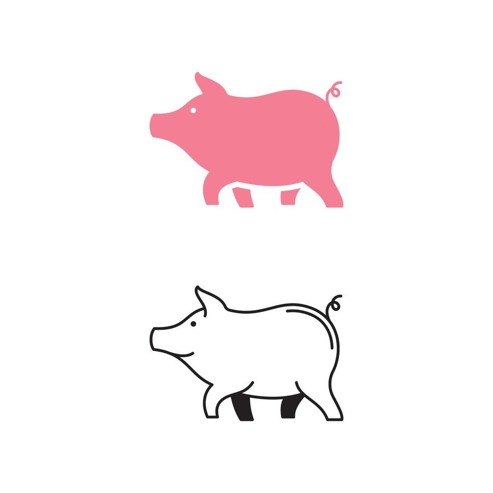 Ilustración de icono de vector de plantilla de símbolo de cerdo